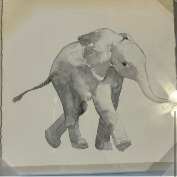 Marmont Hill Set of 4 Framed Baby Elephant Watercolor Nursery Safari Wall Art - Picture 5 of 6